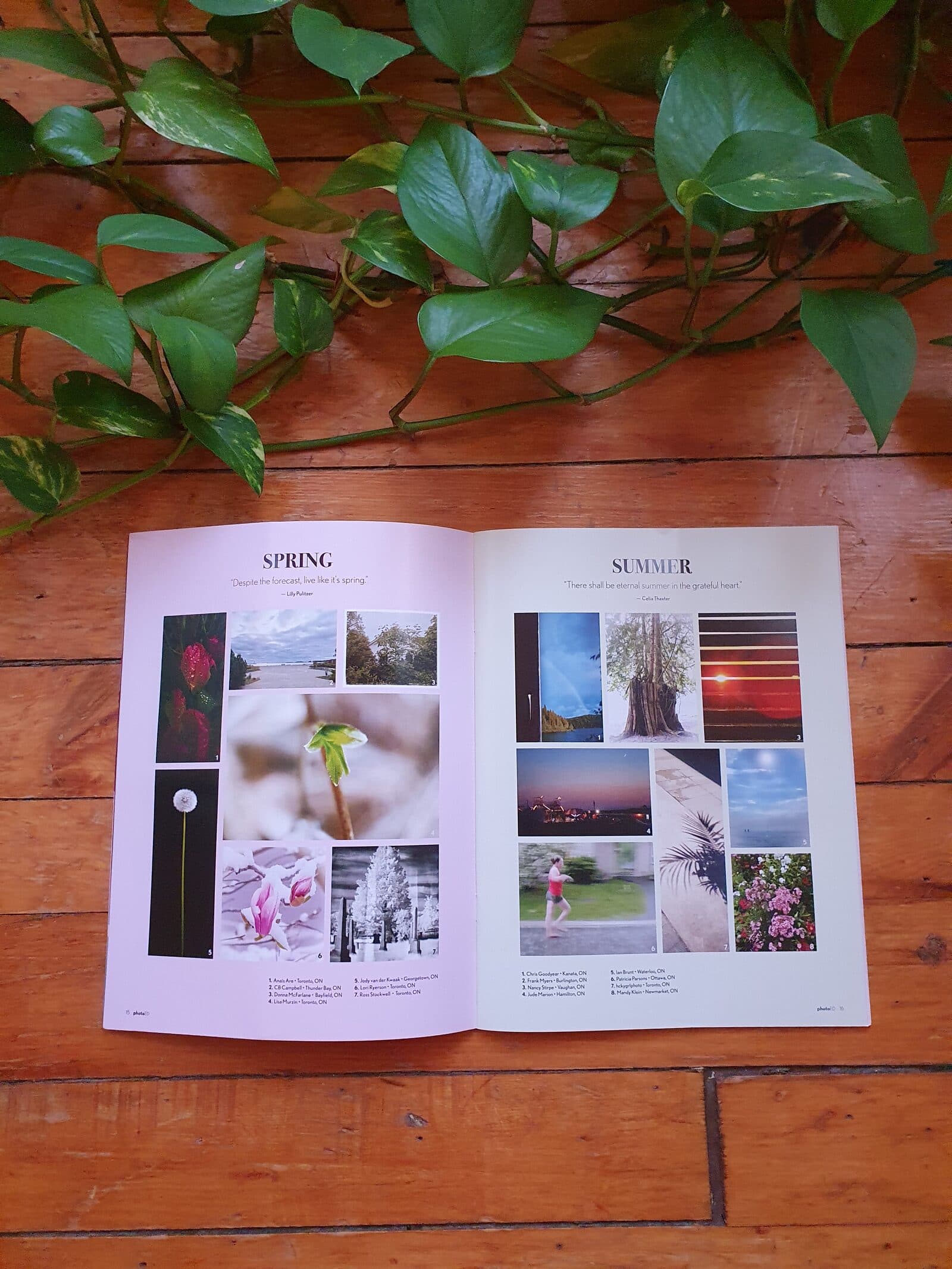 PhotoEd magazine open on a table, featuring photography by Kwaak Photography in Georgetown Ontario